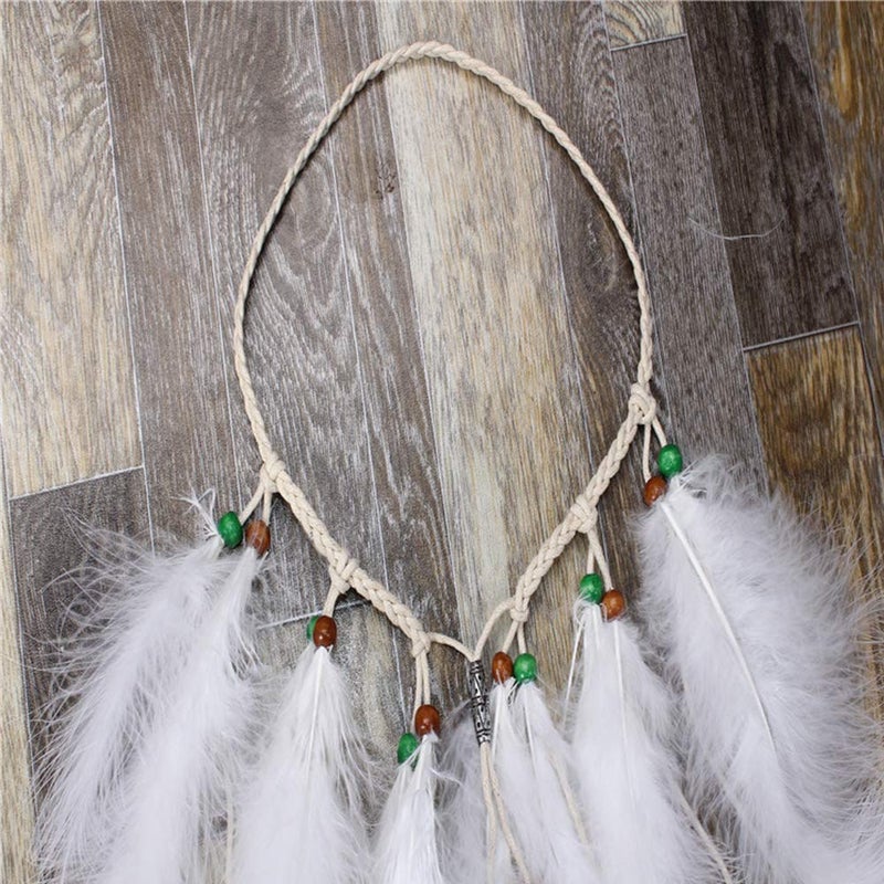 WLBON Feather Headband White Fake Pearl Hippie Indian Boho Hair Bands Tassel Bohemian Halloween Hair Hoop Women Crown Hairband Party Decoration Headdress Cosplay Costume Headwear Headpiece Hair Accessories - Image 5